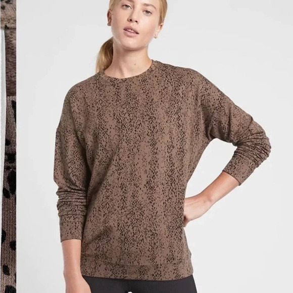 ATHLETA STUDIO TO STREET BALANCE BROWN PULLOVER
PRINTED SWEATSHIRT Sz LT - Picture 1 of 6